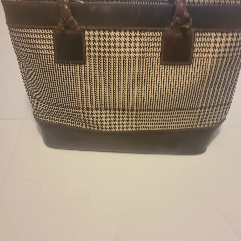 Ralph Lauren Black and Brown Houndstooth Tote - Picture 2 of 5